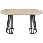Table à manger ronde extensible en bois de chêne nordique et métal coloris noir - longueur 120 - 200 ... Table à manger ronde extensible en bois de chêne nordique et métal coloris noir - longueur 120 - 200 ...