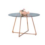 Table  manger ronde 4 personnes heloise gold rose verre tremp d120 cm
