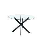 Table a manger ronde jessica transparent en métal noir xxl 120 cm 4 couverts Table a manger ronde jessica transparent en métal noir xxl 120 cm 4 couverts
