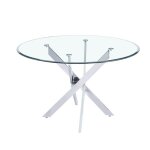 Table a manger ronde transparent jessica chrome xxl 120 cm 4 couverts Table a manger ronde transparent jessica chrome xxl 120 cm 4 couverts