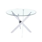 Table � manger ronde jessica transparent chrome 100 cm 4 couverts