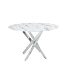 Table a manger ronde jessica chrome xxl 120 cm 4 couverts Table a manger ronde jessica chrome xxl 120 cm 4 couverts