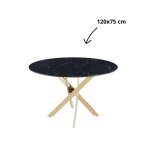 Table a manger ronde jessica gold xxl 120 cm 4 couverts effet marbr noir