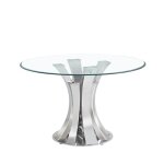 Table  manger ronde judith ? chrome & verre tremp ? 120 cm