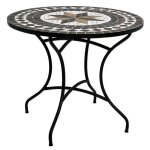 Table à manger ronde - atmosphera - kipos - d90 cm - noir - mosaïque en fer et ciment Table à manger ronde - atmosphera - kipos - d90 cm - noir - mosaïque en fer et ciment