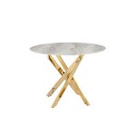 Table � manger ronde marbre gris jessica gold 100 cm 4 couverts