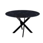 Table a manger ronde marbre noir jessica m�tal noir xxl 120 cm 4 couverts
