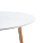 Table � manger ronde moderne laqu�e blanc mat pour 2 � 4 personnes - pieds en h�tre - 80 x 80 x 73 cm ...