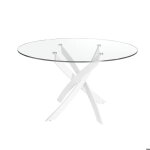 Table � manger ronde verre tremp� et acier blanc 1138 - �110 - angel cerd�