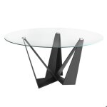 Table  manger ronde verre tremp et acier noir 1045 - angel cerd