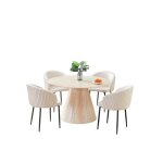 Table � manger ronde c�ramique effet travertin �120 cm rosalia