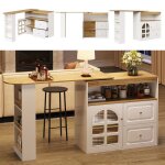 Table � manger - rotative 360� - verre tremp� courbe - extensible - design moderne blanc