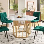 Table  manger de salle  manger en marbre hexagonal moderne avec support de branche en mtal table basse ...