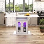 Table  manger seule - blanche pliante led couleur rglable rangement intgr extensible 140x78cm cuisine&sall ...