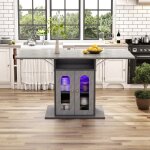 Table  manger seule - grise pliante led couleur rglable rangement intgr extensible 140x78cm cuisine&salle ...