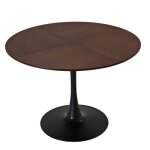 Table  manger seule - ronde 120cm marron plateau bois chne pieds mtal moderne salon&salle  mangeral ...