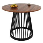 Table � manger seule table ronde 80�80�76cm mdf noyer pieds noirs - cuisine / salon / salle � manger ...