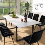 Table à manger télescopique 140 / 180x80x75cm pieds de table en métal noirtable à manger rectangulaire ... Table à manger télescopique 140 / 180x80x75cm pieds de table en métal noirtable à manger rectangulaire ...