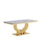 Table  manger trofy 4  6 personnes gold verre 150x90 cm