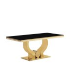 Table  manger trofy 4  6 personnes gold verre 150x90 cm