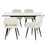 Urban meuble - ensemble de salle à manger - ensemble 5 pièces - table à manger extensible blanche - avec ... Urban meuble - ensemble de salle à manger - ensemble 5 pièces - table à manger extensible blanche - avec ...