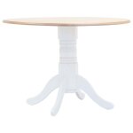 Table  manger - vidaxl - bois dhva massif - blanc et marron - 106 cm