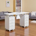 Table de manucure avec syst�me daspiration des poussi�res - 8 tiroirs - repose - mains - sur roulettes ...