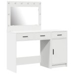 Table de maquillage moderne - vidaxl - blanc - 40x41x75 cm - miroir 60x50 cm - 2 tiroirs - led hollywood ...