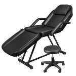 Table de massage portable pliante des pieds en aluminium  3 sections avec tabouret - noir