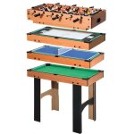 Table multi jeux homcom 4 en 1 babyfoot billard air hockey ping - pong avec accessoires en bois 92l x ...