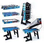 Table multi - jeux 5 en 1 hlc - pliable - football ping - pong billard air hockey basket - divertissement ...