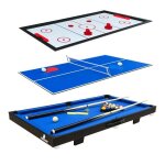 Table multi jeux cougar 3 - en - 1 - cougar - mini noir - bleu - jeux de billard, hockey et tennis de ...