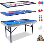 Table multi jeux pliable hlc 5 en 1 table de jeu ?tables de ping - pong jeu de palets billard bowlingtable ...