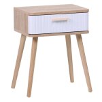 Table de nuit table de chevet avec 1 tiroir coloris ch�ne / blanc - longueur 40 x profondeur 30 x hauteur ...
