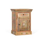 Table de nuit - giner y colomer - bois de manguier - peinte � la main - multicolore