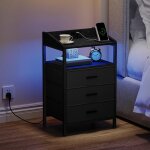 Tables de nuit avec lumi�res led et station de recharge table dappoint moderne avec ports usb et prises ...