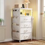 Table de nuit avec usb - table d?appoint avec lumi�res led r�glables - armoire de rangement avec 4 tiroirs ...