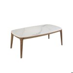 Table ovale en marbre et noyer 2132 angel cerda Table ovale en marbre et noyer 2132 angel cerda
