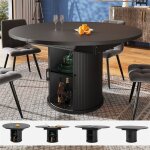 Table ovale salle � manger table ronde extensible noir table a manger ronde extensible 6 personnes rangement ...