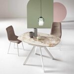 Table pandora ronde effet pierre effet marbre avec plateau pivotant d135 cm