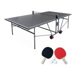 Table de ping pong indoor gris - table pliable avec 2 raquettes et 3 balles. pour utilisation intrieure. ...