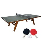 Table de ping pong int�rieur deluxe kaki avec 2 raquettes et 3 balles