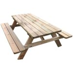Table de pique - nique en bois avec bancs intgrs 6 personnes - 177 m