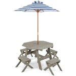 Table de pique - nique pour enfants dreamade ensemble table et chaises en bois avec parasol r�glable ...