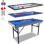Table pliable 5 en 1 multi - jeux hlc tennis de table jeu de palets billard bowling jeux de table air ...