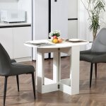 Table pliable de cuisine salle � manger 2 abattants - table ovale extensible - panneaux particules blanc ...