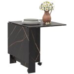Table pliante cuisine - homcom - 2 abattants - 2 roues avec freins - pour 6 personnes - 120 x 80 x 73 ...