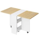 Table pliante de cuisine - panneaux de particules - 120 x 60x 75cm - ch�ne et blanc