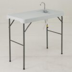 Table pliante de jardin 108 cm costway table de nettoyage extrieur en hdpe avec vier robinet pivotant ...