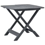 Table pliante - table de jardin anthracite 79x72x70 cm plastique pour jardin terrasse et balcon shl80227 ...